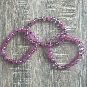 Vibrant Pink/Purple Stretchy Bead Bracelets